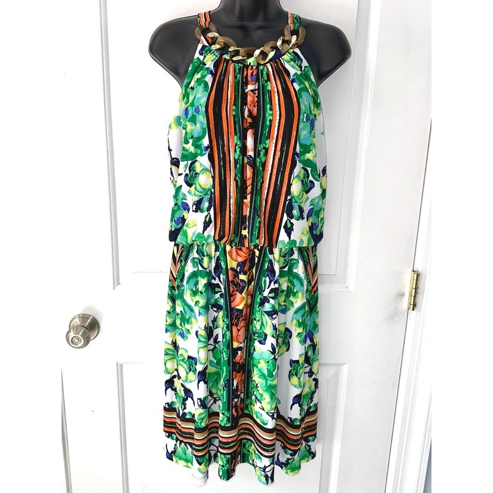 Dressbarn colorful dress with chain